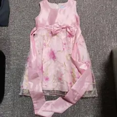 花柄ピンク子供用ノースリーブワンピースドレス