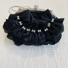 【即購入OK】アクシーズファム　黒フリルリボンパーティーバッグ