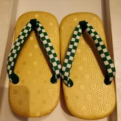 초신 · 나막신 녹색과 흰색 체크 부드러운 아이들 15cm~18cm