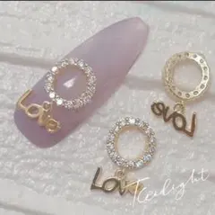 ネイルパーツ　リング　スウィング　LOVE　チャーム　ジルコニアのサムネイル