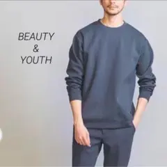 WARDROBE SMART ダブルニット クルーネック スウェット ネイビーL