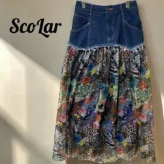 スカラー　デニム×チュール切替スカート レディースのサムネイル