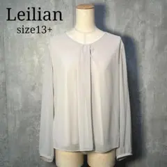 美シルエット☆レリアン 異素材切替シアートップス 2枚仕立て 大きい13+サイズ