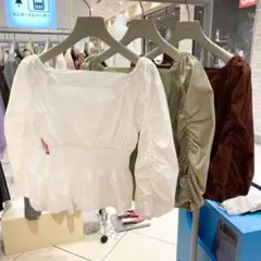 SNIDEL バックリボンオフショルブラウス ホワイト 白