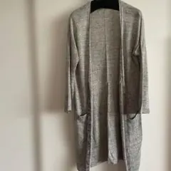 simplicite グレー 麻長袖 カーディガン ポケット付き