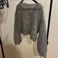 MOUSSY ラメ入り メッシュニット 長袖 グレー