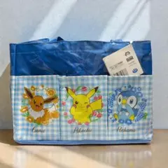 ポケットモンスタープラチナムザッカポケット付収納バッグ　ブルー