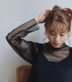 新品☆ティティベイト☆ハイネックシアートップス☆ブラック