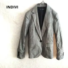 INDIVI テーラードジャケット ウール混 グレー ベーシック 汎用性 36のサムネイル
