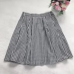 アースミュージック＆エコロジー ギンガムチェックスカート フレア タック 可愛い
