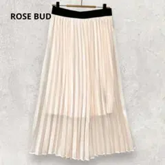 ROSE BUD ロング丈プリーツスカート F 薄ピンク アイボリー フェミニン