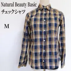 Natural Beauty Basic チェックシャツ M ネイビー コットンのサムネイル