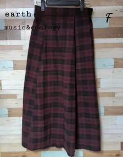 earth　music&ecology　チェック柄フレアロングスカート