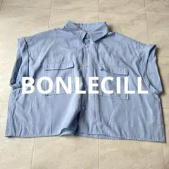 BONLECILL オーバーサイズ半袖シャツ F ブルー ドルマン ポケット