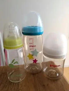 ピジョンほか哺乳瓶 3本セット + ほほえみらくらくミルクアタッチメント