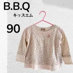 B.B.Q キッズエム 【90】花柄 長袖 トップス カットソー うさぎ刺繍