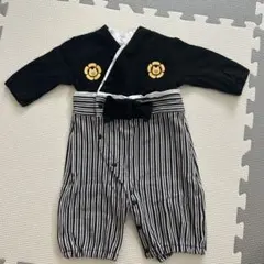 花刺繍付きストライプ着物風ベビー服 ベビー袴 赤ちゃん袴