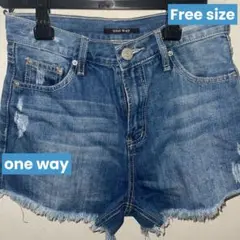 one way デニムショートパンツ