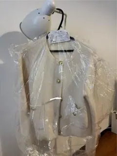 アニュアンス　カシミヤブレンドノーカラーニットジャケット