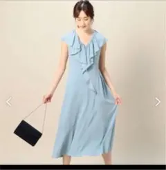 ビューティ&ユース　ユナイテッドアローズ　ジョーゼットラッフルＶネックドレス