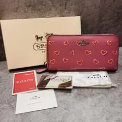 【コーチ】COACH ハート柄 長財布 ピンク 箱 付属品有り