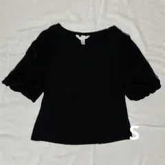 H&M パフスリーブ カットソー ブラック Sサイズのサムネイル