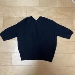 3DコットンコクーンVネックセーター　7分袖