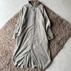 ジムフレックス　コットンコーディロイロングシャツワンピース　グレー　サイズ14