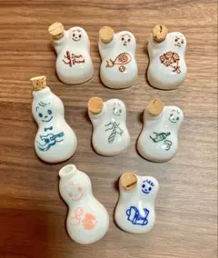 쇼와 레트로 崎陽軒ひょうたん型醤油さし 原田治 8個セットコルク蓋 ひょうちゃん