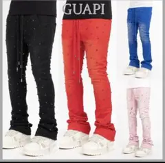 GUAPI フレアスキニーパンツ GUAPI グアピ STARRY SKY DENIM フレア コーティング デニムパンツ