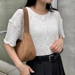 【新品】CIAOPANICTYPY シアーレース半袖メロウトップス　オフホワイト