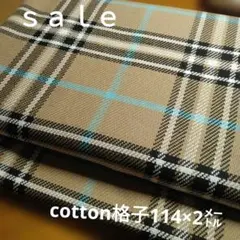 D167◇ｓａｌｅ◇cotton格子2㍍ベイシユ系