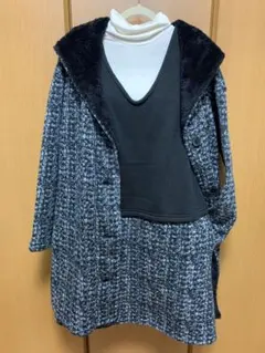 お値下げしました❣️ツィード風柄ハーフコート&ジャンパースカートセット