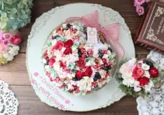 ドライフラワーꕤ︎︎スプレーバラと秋色紫陽花ꕤ︎︎お花いっぱい花籠リースꕤ︎︎
