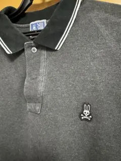 お値下げ！Psycho Bunny ポロシャツ グレー ドット柄　ベースは黒のサムネイル
