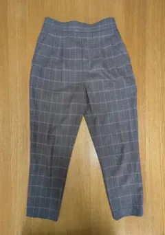 あったかウツクシルエットテーパードパンツ チェックグレー