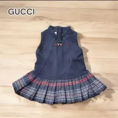 GUCCI ベビー ワンピース チェック柄 ネイビーのサムネイル