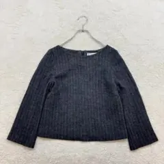✨組曲【2】グレー系 ボーダー 長袖トップス ボートネック 毛綿混 厚手 春秋のサムネイル
