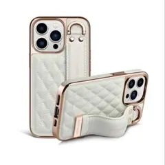 iPhone14 スマホケース ベージュ キルティング