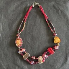 お値下げ中！　赤　カジュアルビーズクリスタルネックレス