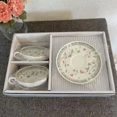 Noritakeノリタケ　花更紗　ティーカップアンドソーサー2客セット 浅型