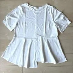 アルファキュービック ホワイト Tシャツ L アシンメトリー　半袖　カットソーのサムネイル