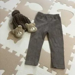 クマ耳付き帽子 ＆　レギンス　ブラウン セット　サイズ80 まとめ売り