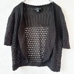 【美品】Ronni Nicole 透かし編み カーディガン M ブラック 黒