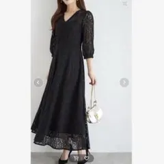 &.nostalgia ノスタルジア　レースVネックワンピース ドレス　M