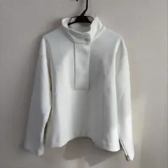 ZARA クレープハイネックスウェットシャツ　ホワイト　L