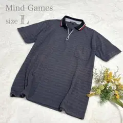 【Mind Games】メンズ カットソー ポロシャツ 半袖 グレー L