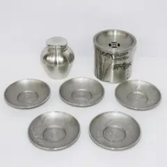 極上 純錫 茶器揃(茶筒1 茶托5) 極上 純錫 茶器揃(茶筒1 茶托5) 極上 純錫 茶器揃(茶筒1 茶托5)