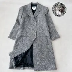 美品✨ルネ　ツイードジャケット ロング TISSUE ロゴボタン　L相当
