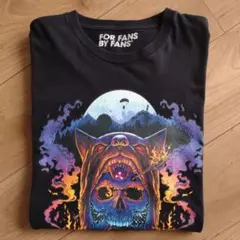 FOR FANS BY FANS 髑髏/スカルTシャツ/半袖/黒/古着/L相当